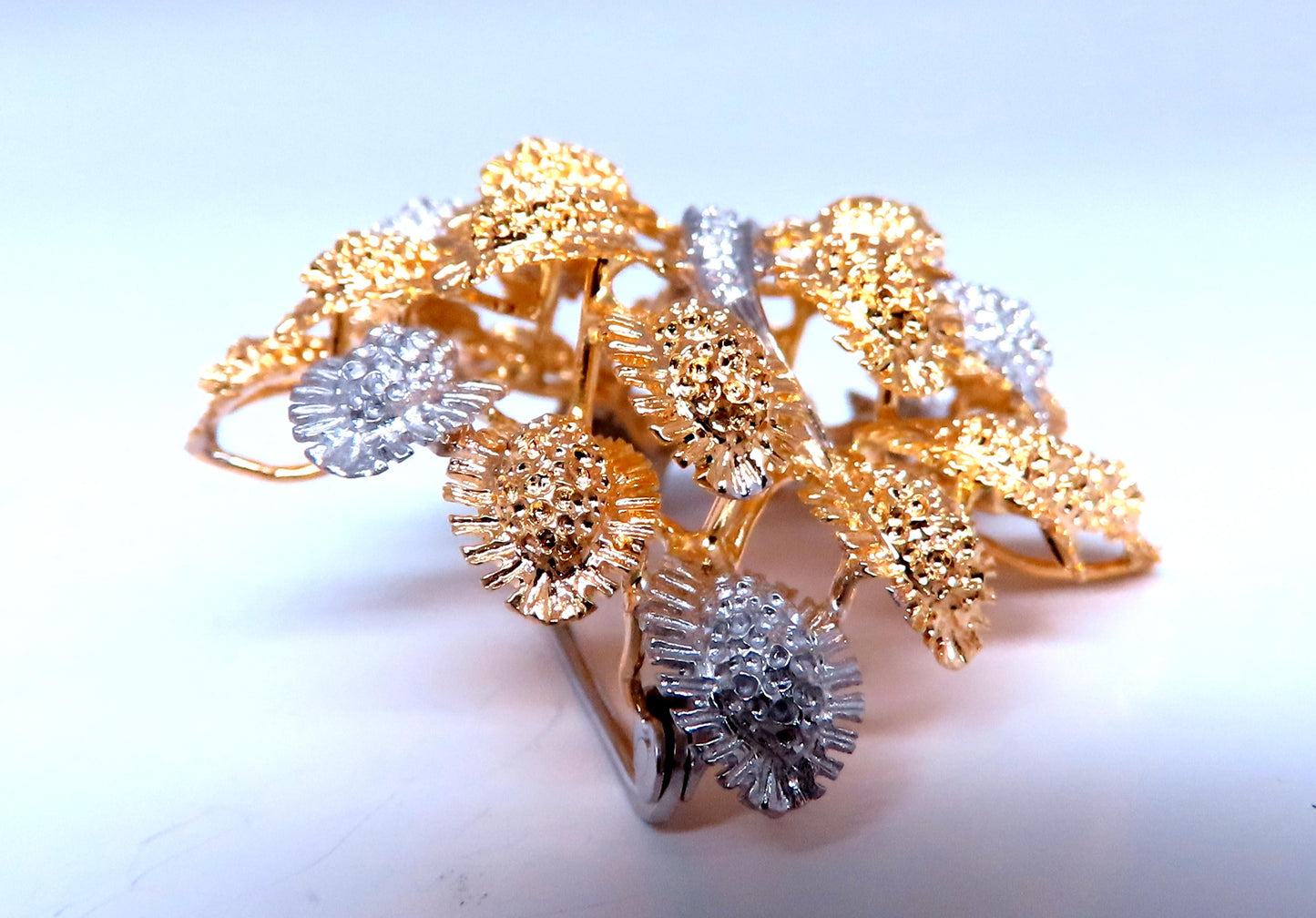 Fern Cluster Brooch Pin 18kt 12568