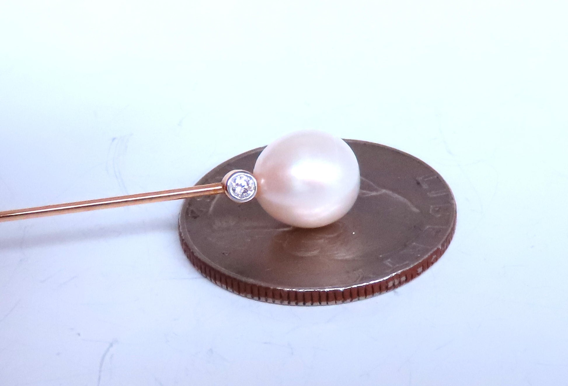 8mm Freshwater Pearl Hat And Hair Pin 14kt Gold 12563