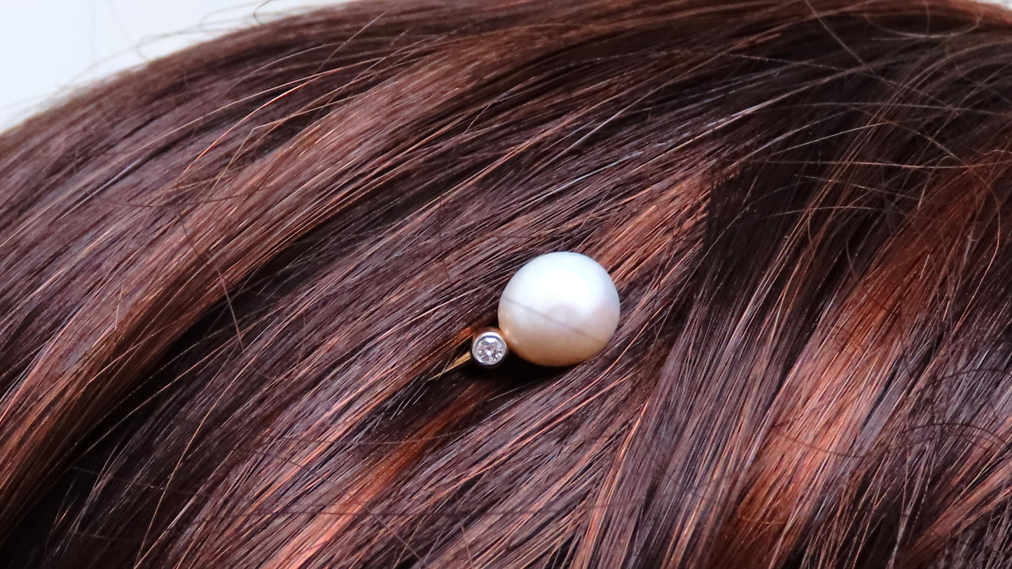 8mm Freshwater Pearl Hat And Hair Pin 14kt Gold 12563