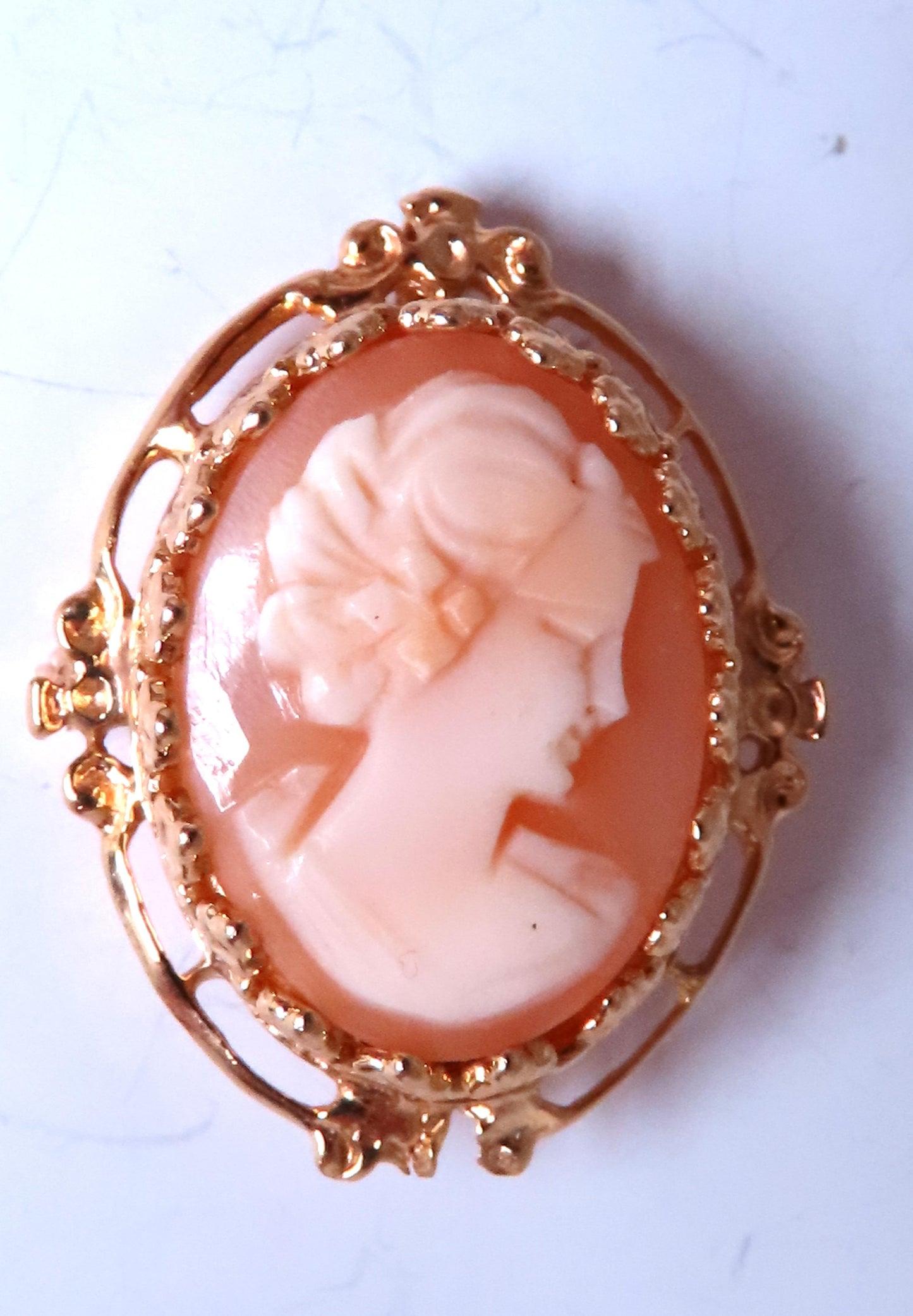 Madonna Cameo Victorian Medieval Pendant Brooch 14kt 12562