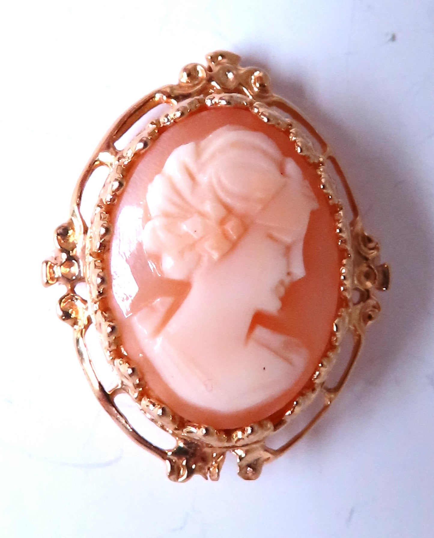 Madonna Cameo Victorian Medieval Pendant Brooch 14kt 12562