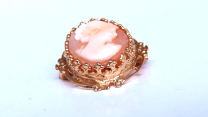 Madonna Cameo Victorian Medieval Pendant Brooch 14kt 12562