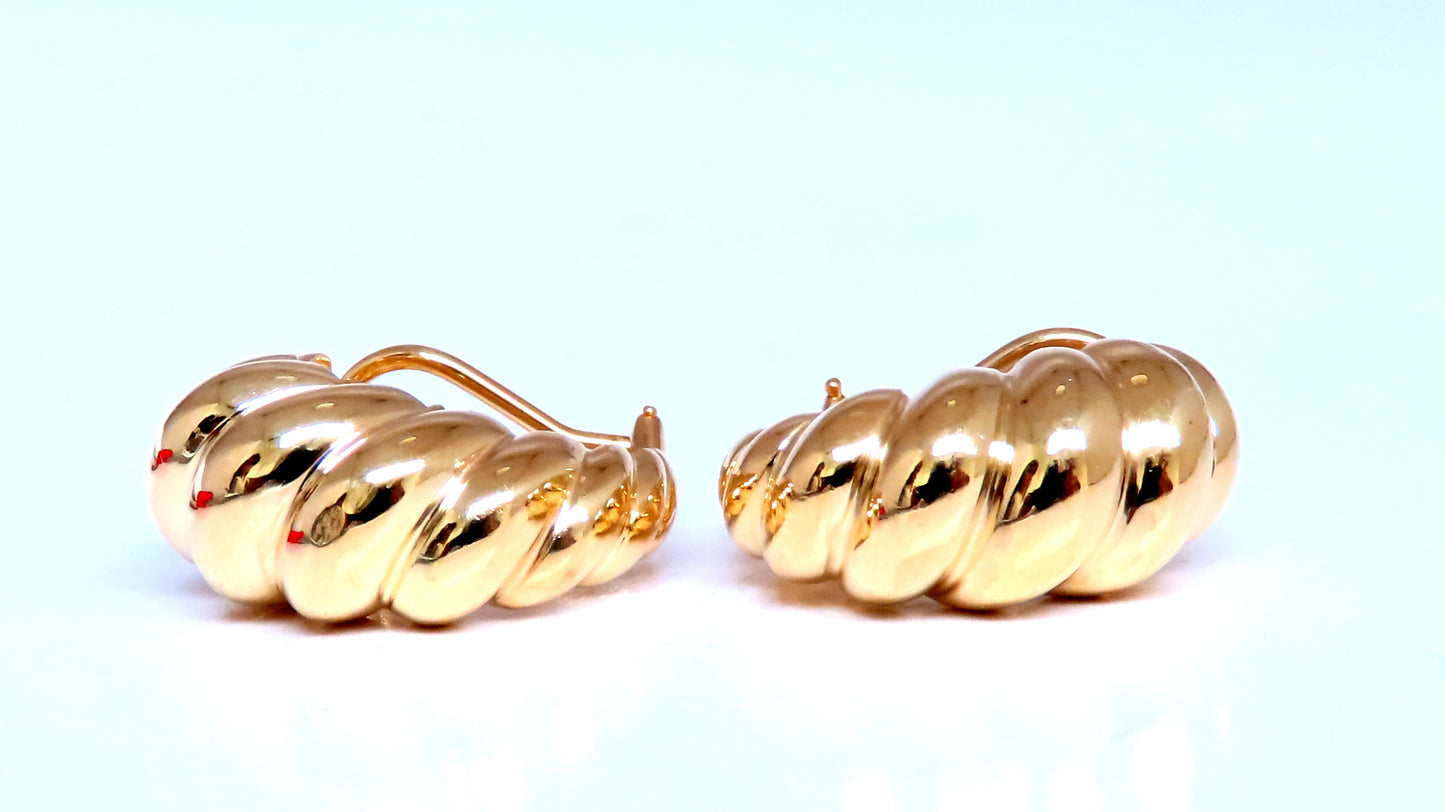 Shrimp Semi Hoop Omega Clip Earrings 18kt Gold 12578