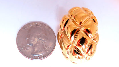 Basket Weave Cross Hatch Omega Clip Earrings Elongated Weave 18kt gold 12582