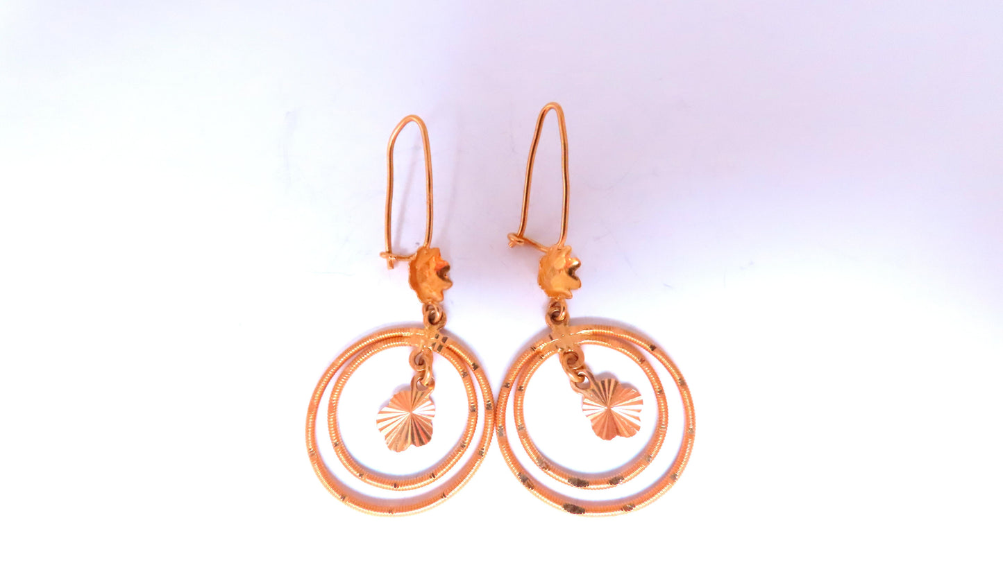 Regency Deco 21kt Gold Loop Circular Dangle Earring 12584