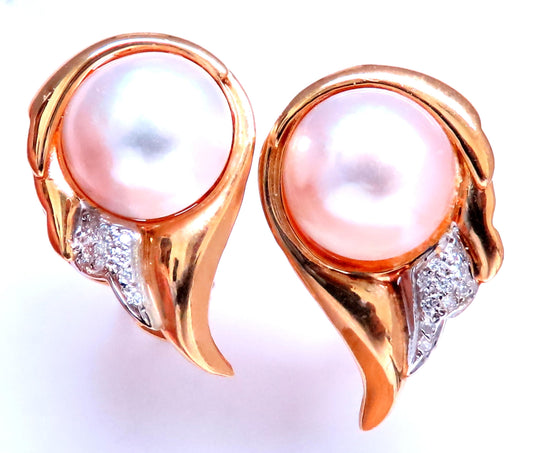 14mm Mabe Pearl Retro Clip Earrings  14kt Gold 12590