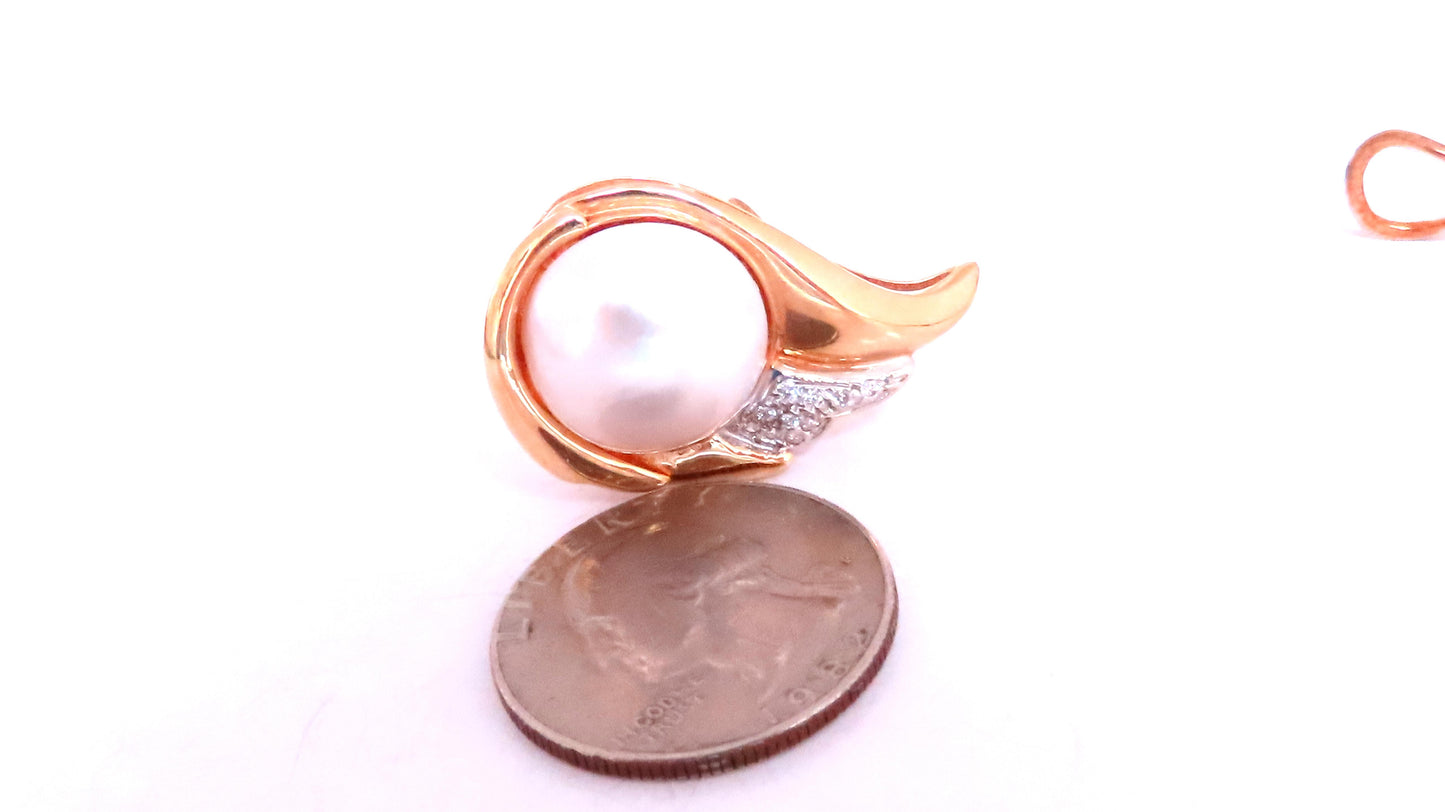 14mm Mabe Pearl Retro Clip Earrings  14kt Gold 12590