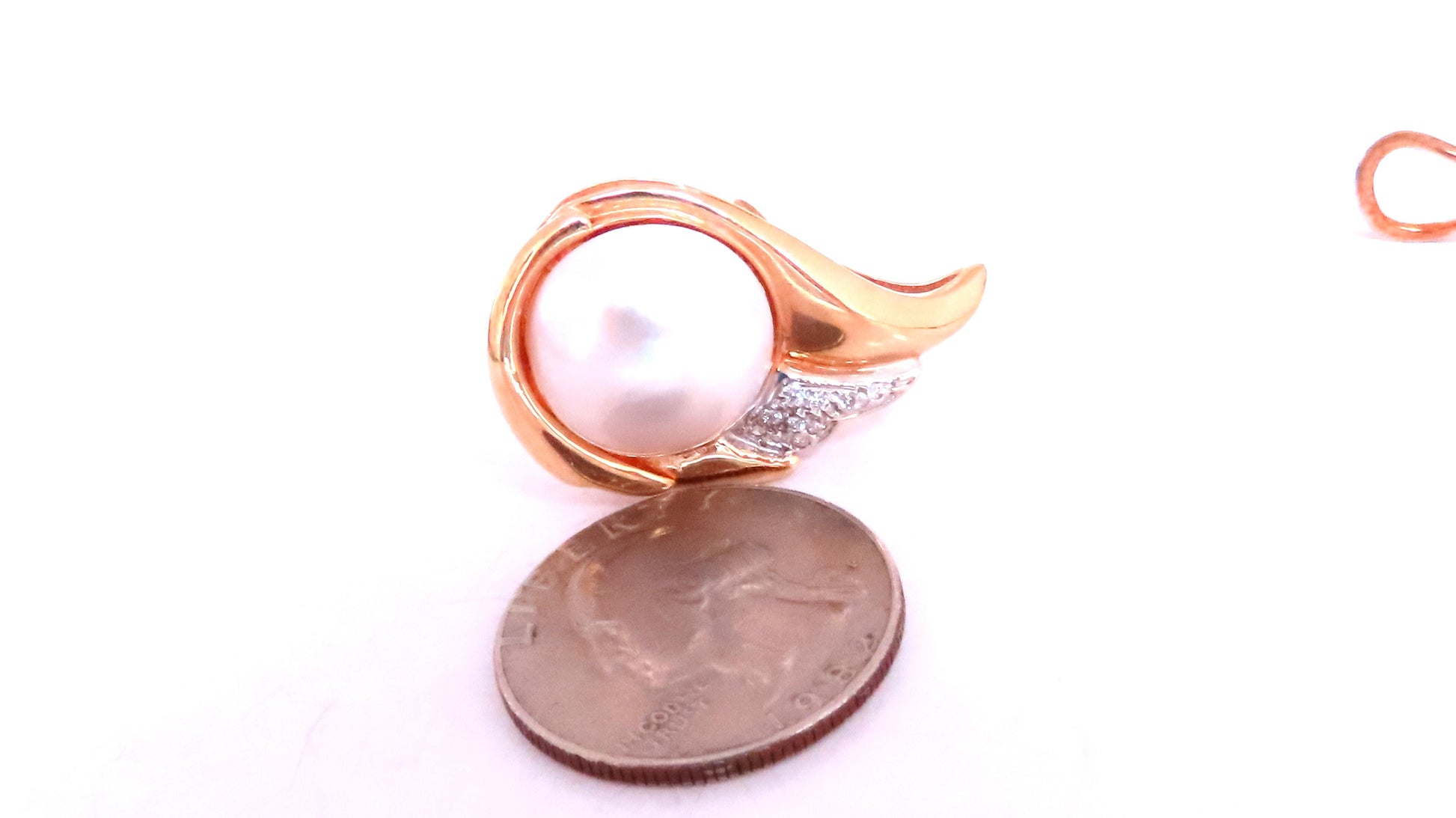 14mm Mabe Pearl Retro Clip Earrings  14kt Gold 12590