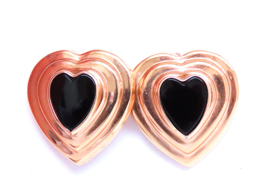 Heart Onyx Raised Dome Earrings 14kt Gold 12631