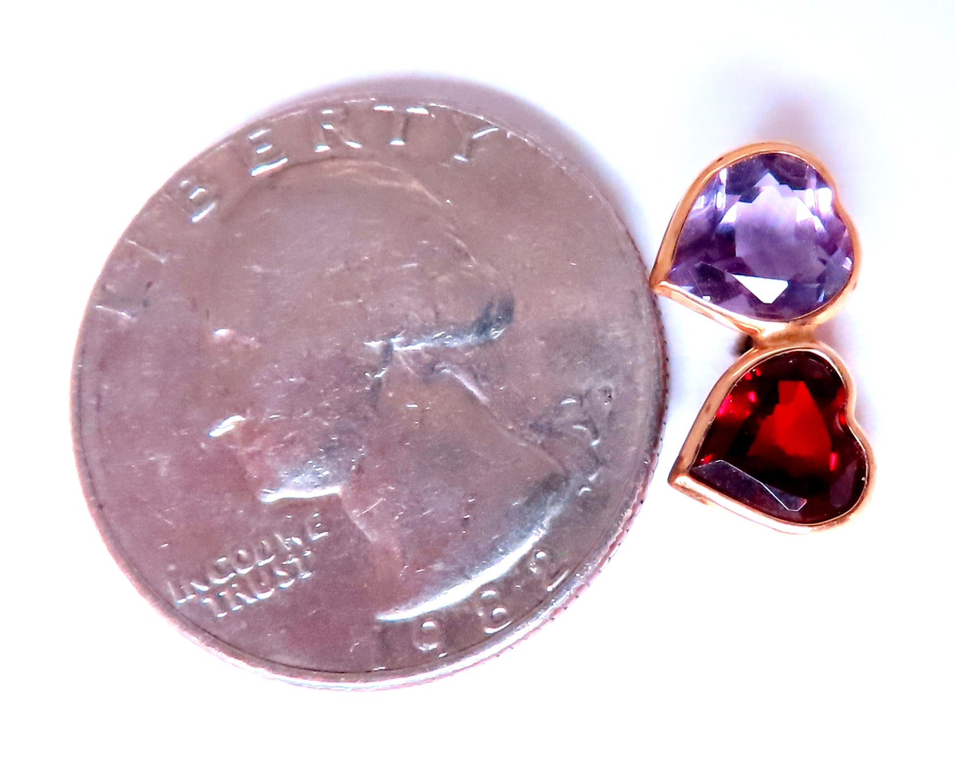 4ct Natural Red Garnet And Amethyst Twin Stud Earrings 14kt Gold 12614