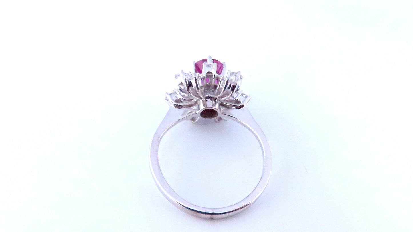 GIA Certified 1.34ct Natural Purple Pink Sapphire Ring 18Kt Gold 16520