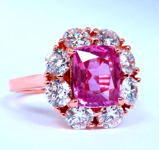 GIA Certified 2.53ct Natural Madagascar Pink Sapphire Diamonds Ring 18Kt 12646