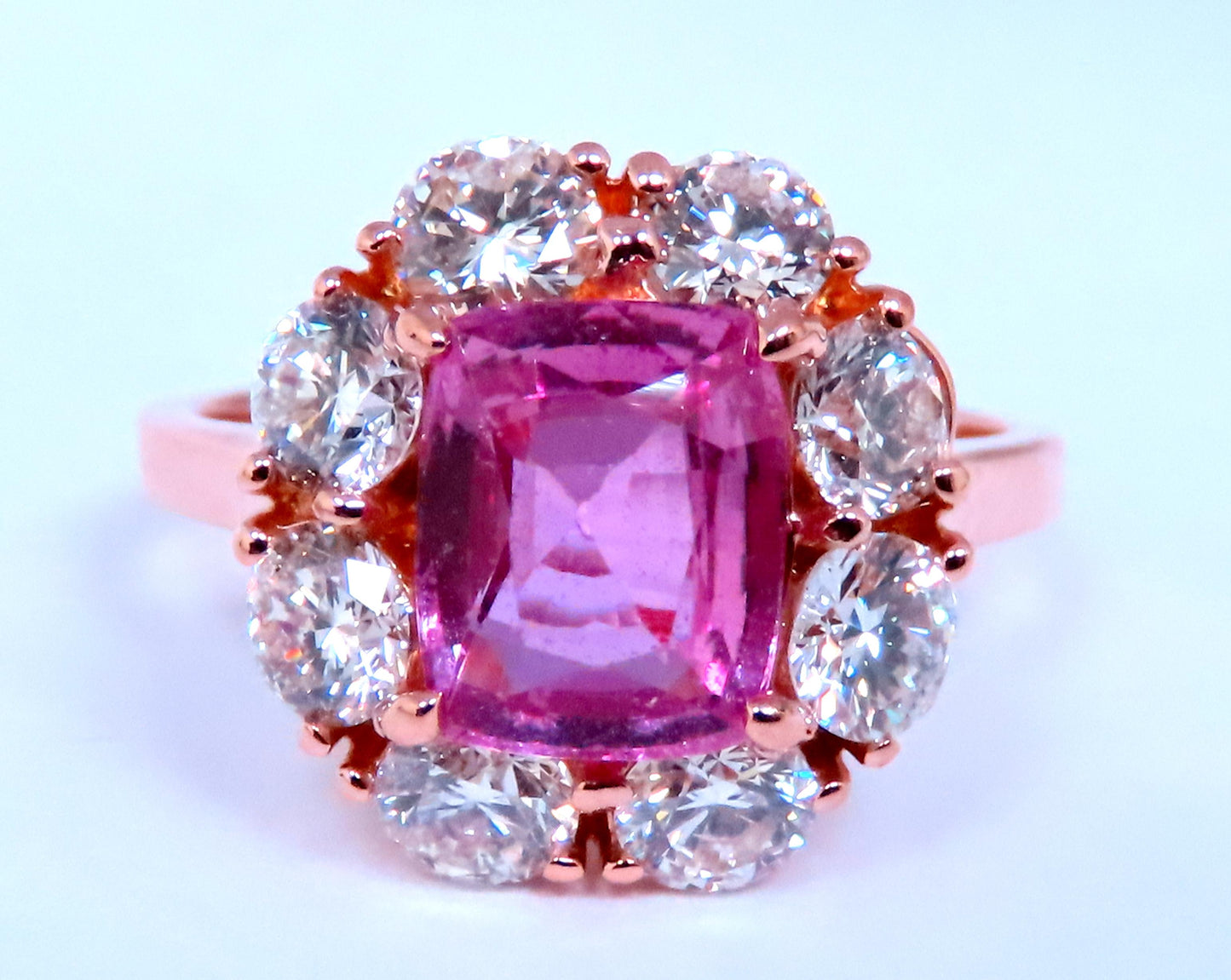 GIA Certified 2.53ct Natural Madagascar Pink Sapphire Diamonds Ring 18Kt 12646