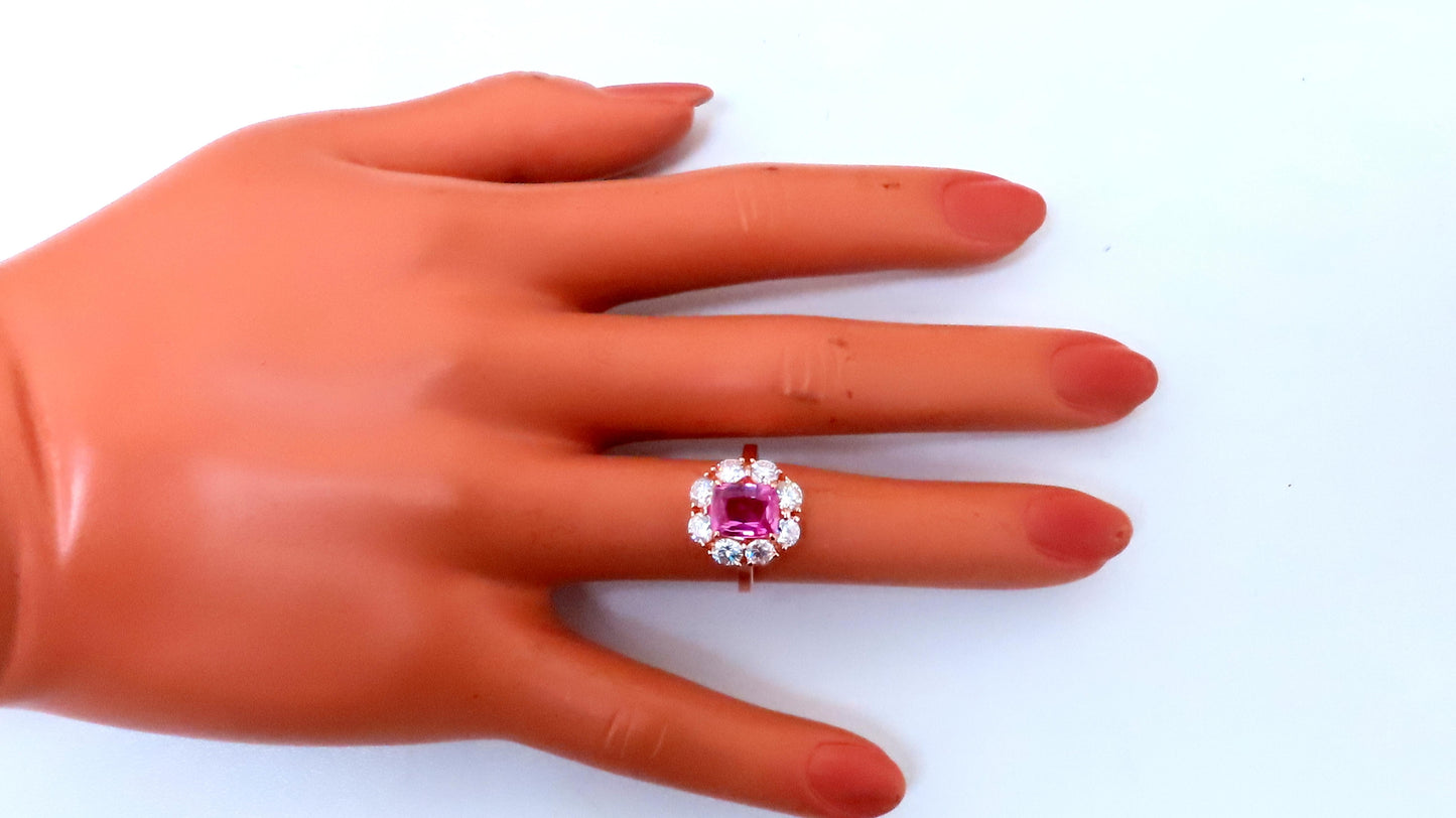 GIA Certified 2.53ct Natural Madagascar Pink Sapphire Diamonds Ring 18Kt 12646