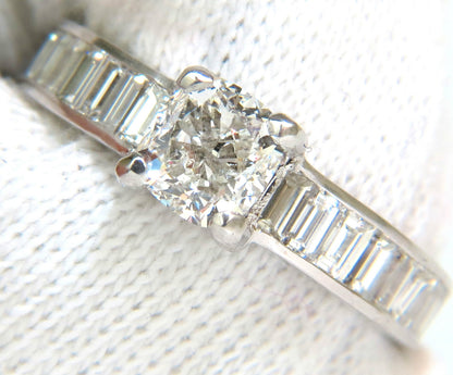 GIA 2.41CT F/VS CUSHION BRILLIANT NATURAL DIAMOND BAGUETTE PLATINUM RING *v