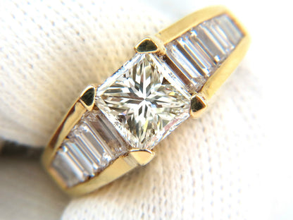 2.90CT 18KT NATURAL PRINCESS BAGUETTES DIAMONDS RING MODERN DECO *v