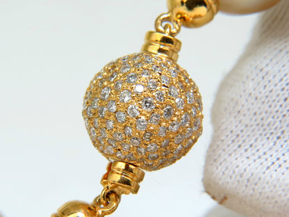 18KT 14.5M NATURAL SOUTH SEA YELLOW PEARLS NECKLACE 2.00CT DIAMOND CLASP *v
