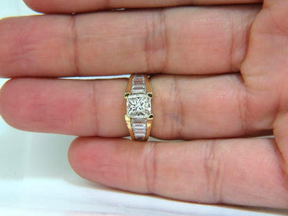 2.90CT 18KT NATURAL PRINCESS BAGUETTES DIAMONDS RING MODERN DECO *v