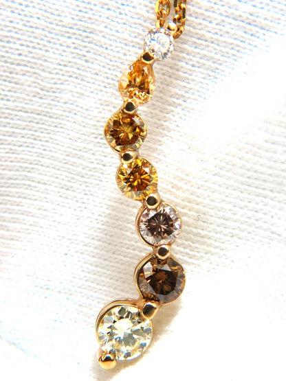 2.06CT NATURAL FANCY YELLOW ORANGE BROWN LIGHT PINK DIAMOND PENDANT 14KT *v