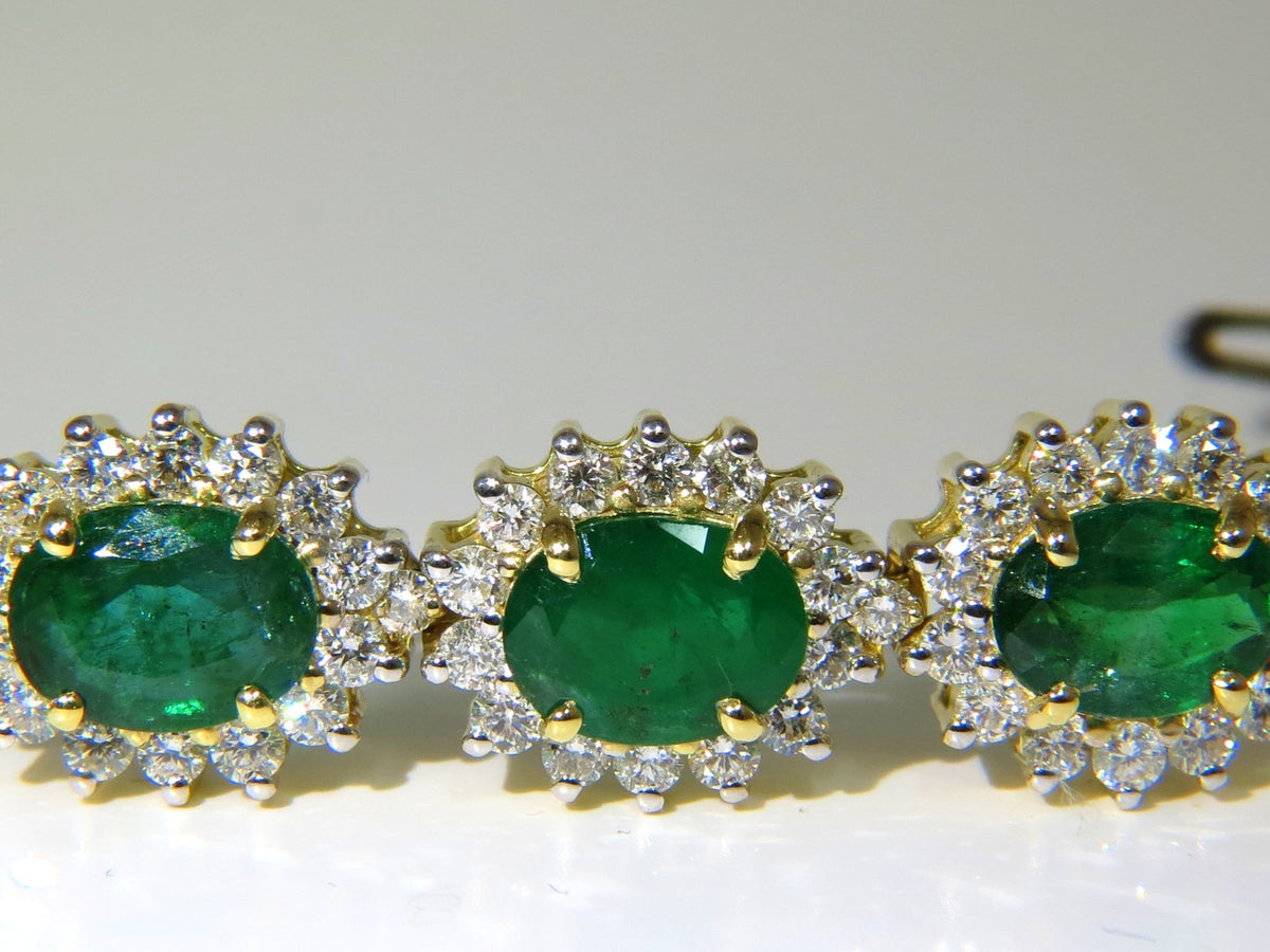 22.50CT NATURAL EMERALDS DIAMONDS BRACELET 18KT G/VS ZAMBIAN VIVID *v