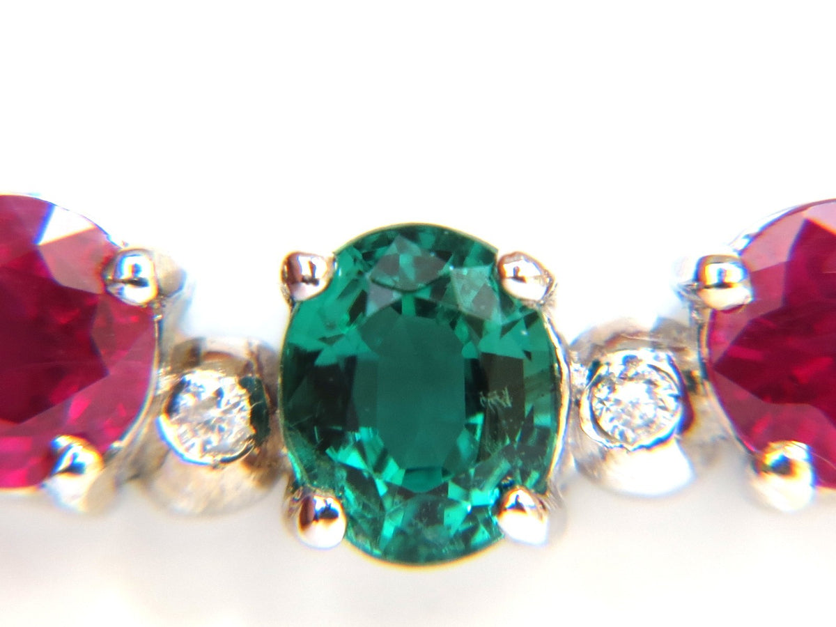 3.60CT NATURAL RUBY EMERALD SAPPHIRE DIAMONDS NECKLACE F/VS ARCH & BY YARD *v