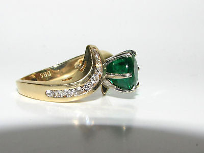 3.50CT NATURAL ROUND EMERALD DIAMOND COCKTAIL 14kt 10037