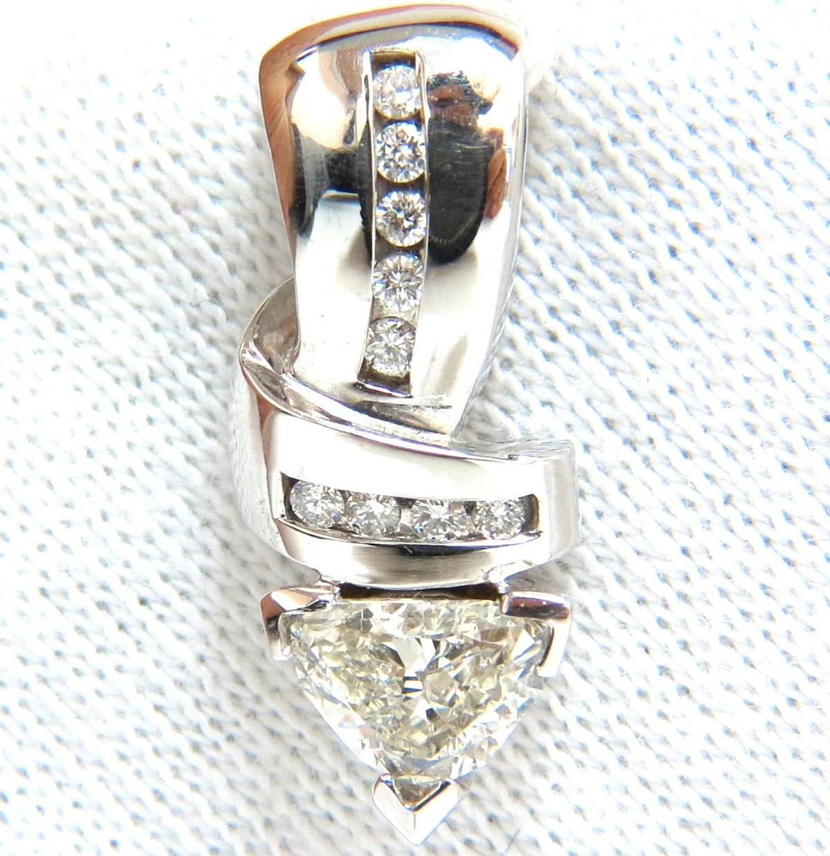 1.43CT TRILLIANT NATURAL DIAMONDS PENDANT / ENHANCER SLIDE OMEGA NECKLACE *v
