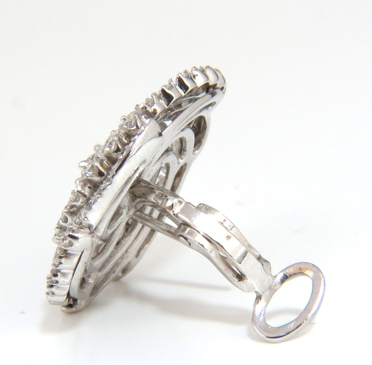 4.25CT SPIRAL KALEIDOSCOPE CIRCULAR ROTARY TWIST 18KT DIAMONDS EARRINGS *v