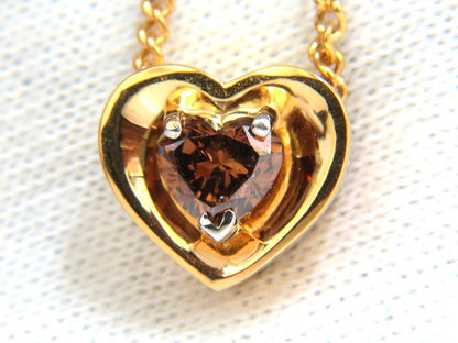 .78CT NATURAL PURE VIVID BROWN HEART CUT DIAMOND PENDANT 14KT NECKLACE *v