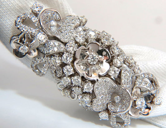 4.00CT NATURAL DIAMONDS FLORAL COCKTAIL VINE 3D DECO RING 18KT *v