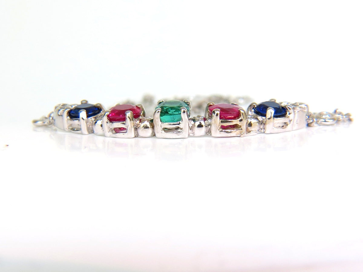 3.60CT NATURAL RUBY EMERALD SAPPHIRE DIAMONDS NECKLACE F/VS ARCH & BY YARD *v