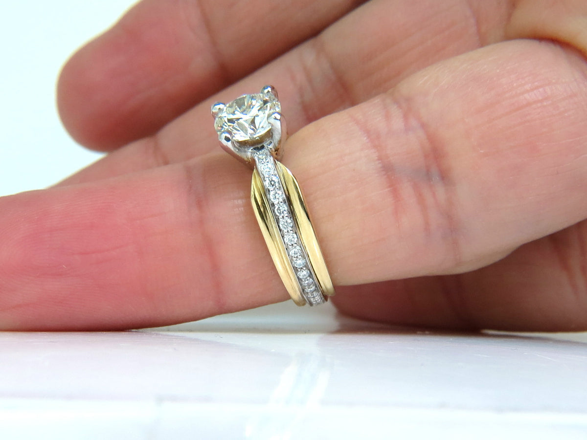 GIA CERTIFIED 1.26CT J/SI ROUND BRILLIANT DIAMOND BEAD SET PLATINUM 18KT RING *v