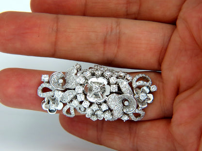 4.00CT NATURAL DIAMONDS FLORAL COCKTAIL VINE 3D DECO RING 18KT *v