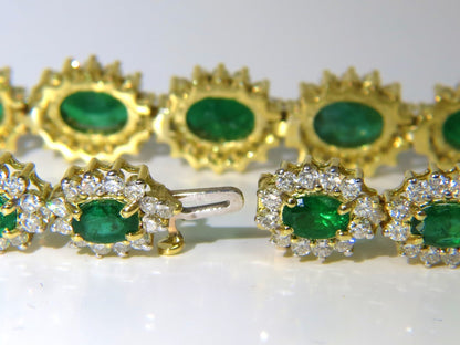 22.50CT NATURAL EMERALDS DIAMONDS BRACELET 18KT G/VS ZAMBIAN VIVID *v