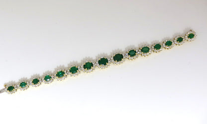 22.50CT NATURAL EMERALDS DIAMONDS BRACELET 18KT G/VS ZAMBIAN VIVID *v