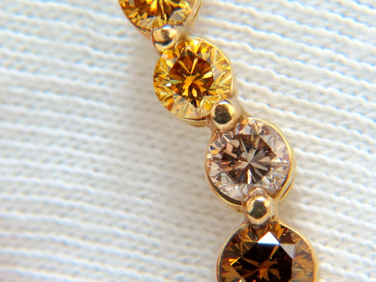 2.06CT NATURAL FANCY YELLOW ORANGE BROWN LIGHT PINK DIAMOND PENDANT 14KT *v