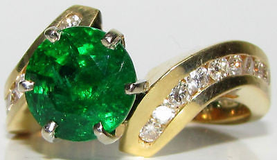 3.50CT NATURAL ROUND EMERALD DIAMOND COCKTAIL 14kt 10037
