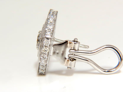 4.00CT BEAD SET ARCHITECTURAL OCTAGONAL STEP DIAMONDS CLIP EARRINGS 18KT *v