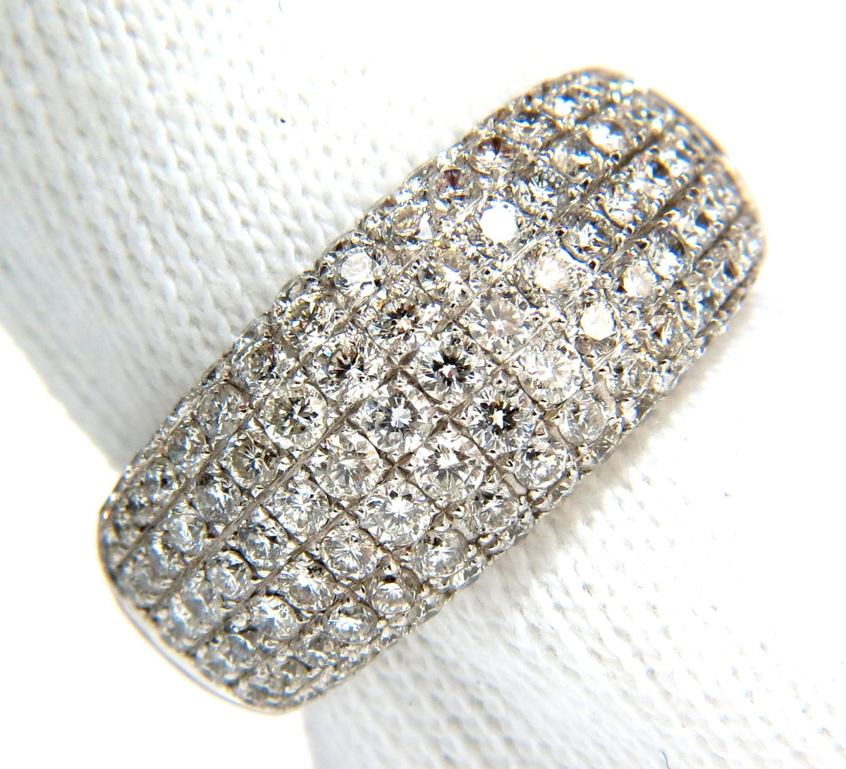 2.77CT FULL CUT DIAMONDS BEAD SET WIDE BAND RING 18KT 10MM SIZE 6.75 *v