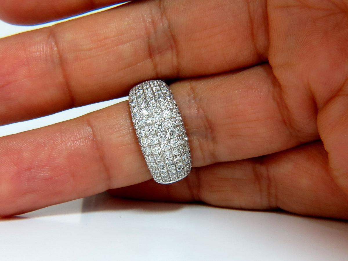 2.77CT FULL CUT DIAMONDS BEAD SET WIDE BAND RING 18KT 10MM SIZE 6.75 *v