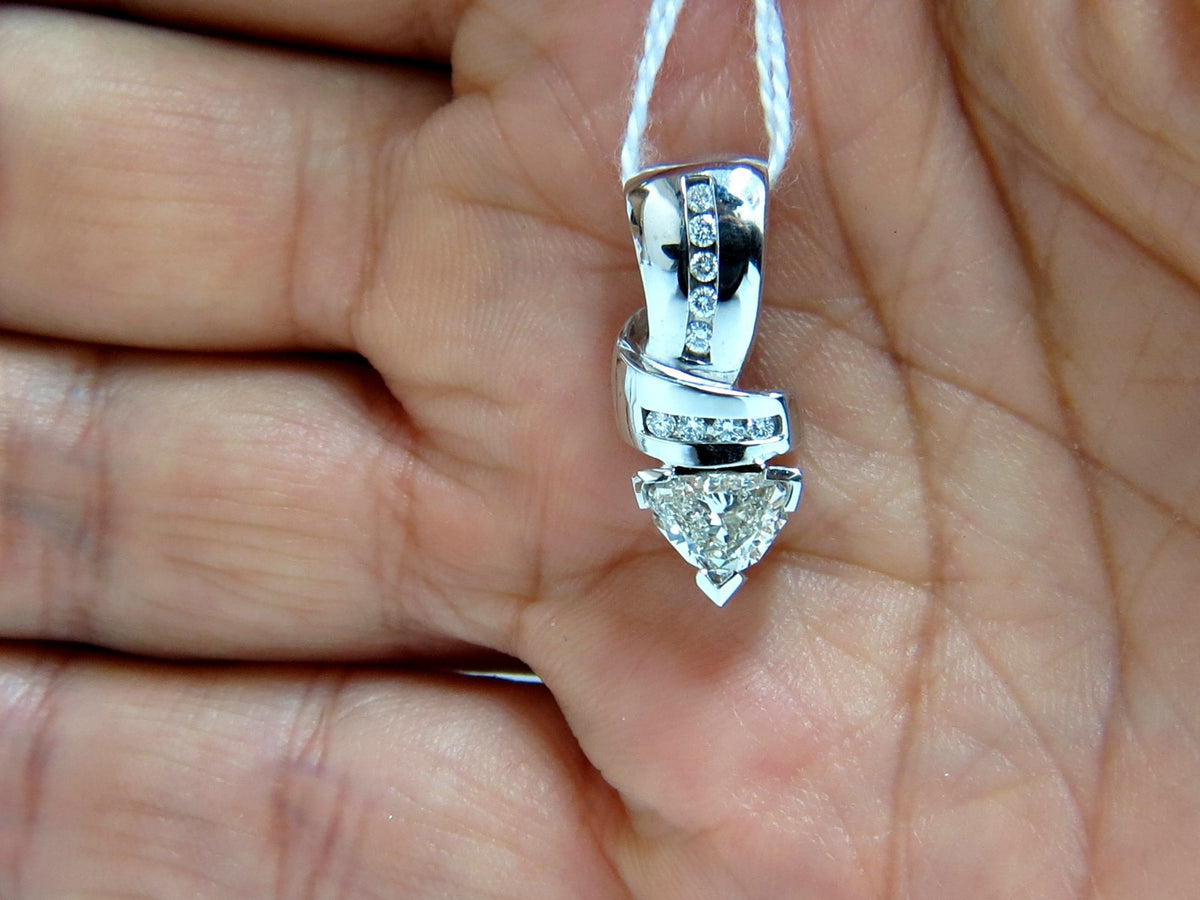 1.43CT TRILLIANT NATURAL DIAMONDS PENDANT / ENHANCER SLIDE OMEGA NECKLACE *v