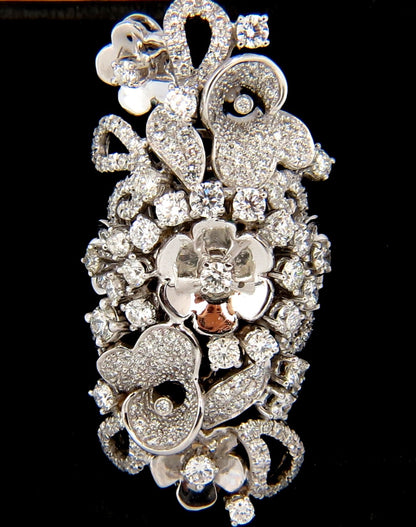 4.00CT NATURAL DIAMONDS FLORAL COCKTAIL VINE 3D DECO RING 18KT *v