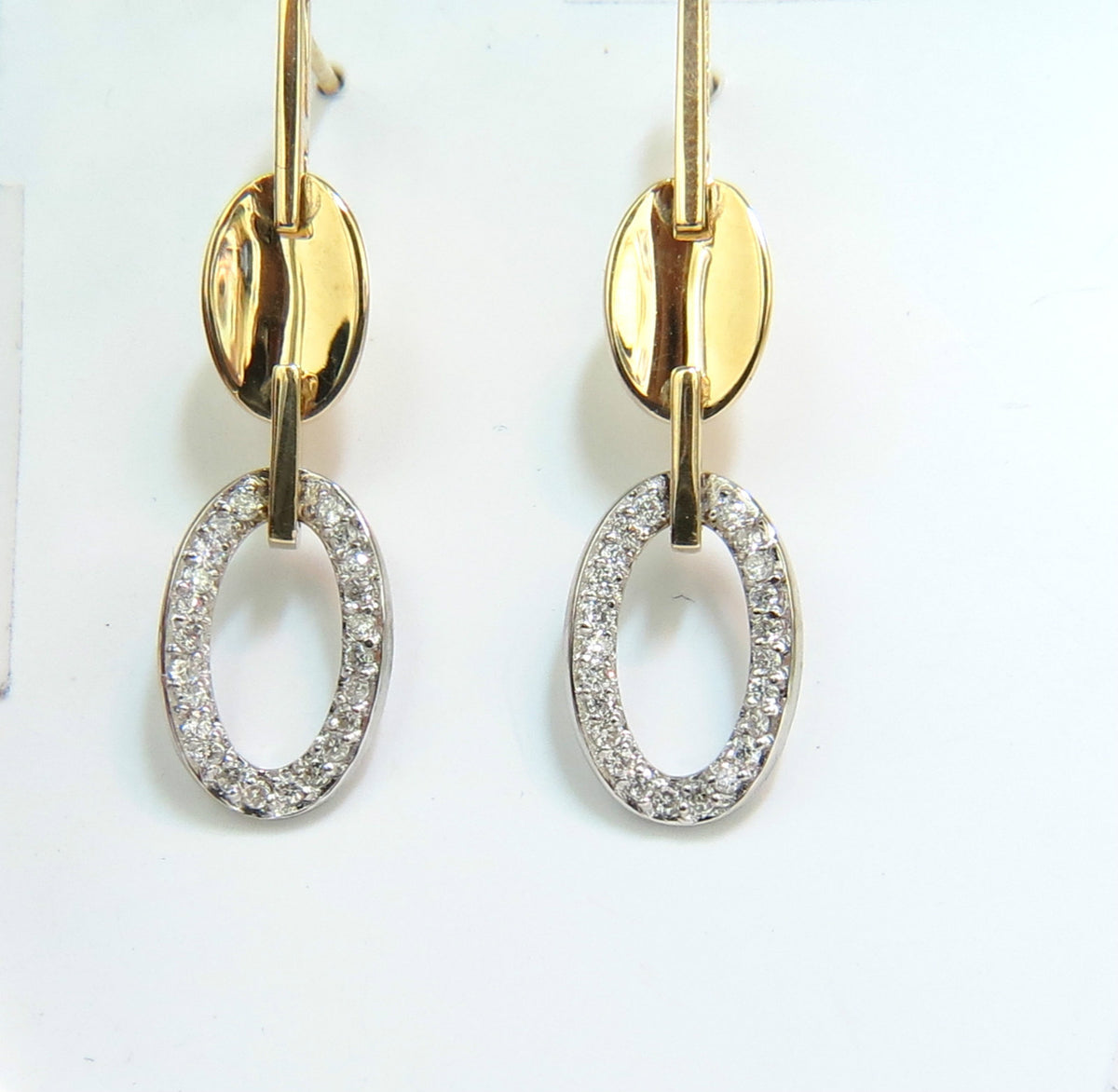 .40CT NATURAL DIAMONDS DANGLE EARRINGS 14KT GOLD MIRROR FINISH *v