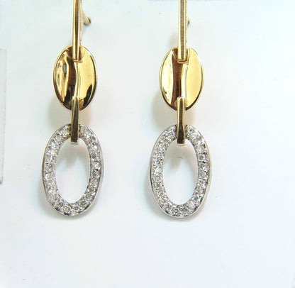 .40CT NATURAL DIAMONDS DANGLE EARRINGS 14KT GOLD MIRROR FINISH *v