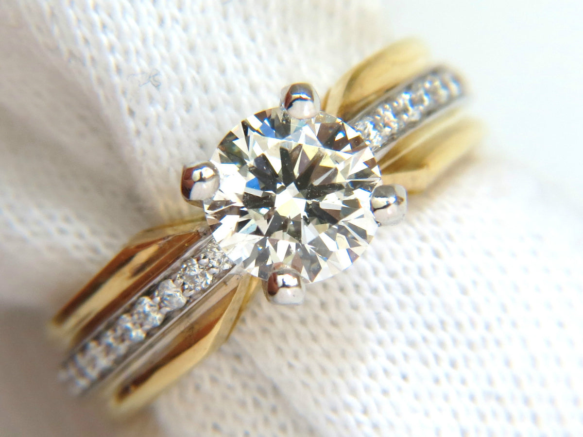 GIA CERTIFIED 1.26CT J/SI ROUND BRILLIANT DIAMOND BEAD SET PLATINUM 18KT RING *v