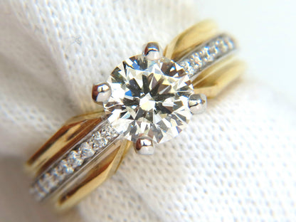 GIA CERTIFIED 1.26CT J/SI ROUND BRILLIANT DIAMOND BEAD SET PLATINUM 18KT RING *v
