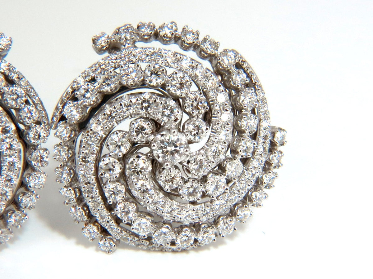 4.25CT SPIRAL KALEIDOSCOPE CIRCULAR ROTARY TWIST 18KT DIAMONDS EARRINGS *v