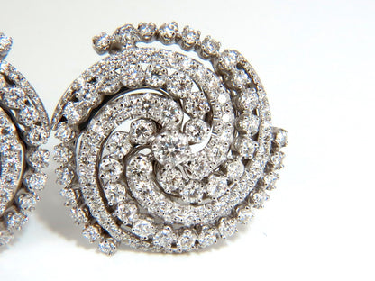 4.25CT SPIRAL KALEIDOSCOPE CIRCULAR ROTARY TWIST 18KT DIAMONDS EARRINGS *v