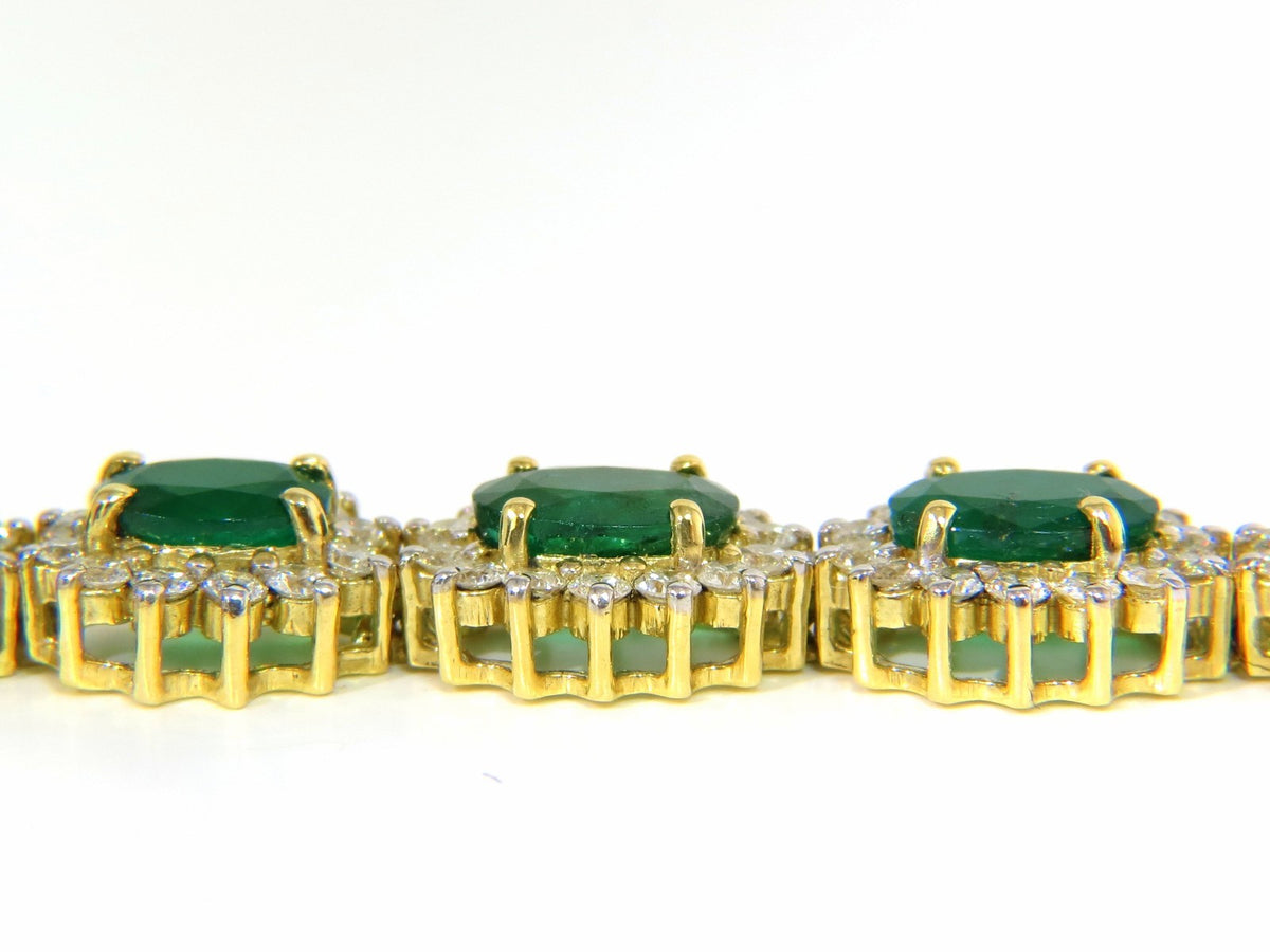 22.50CT NATURAL EMERALDS DIAMONDS BRACELET 18KT G/VS ZAMBIAN VIVID *v