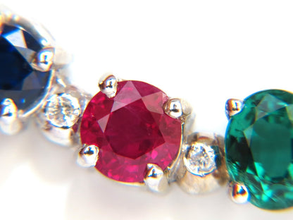 3.60CT NATURAL RUBY EMERALD SAPPHIRE DIAMONDS NECKLACE F/VS ARCH & BY YARD *v